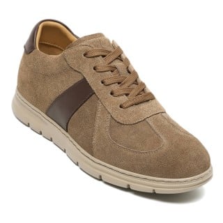 Men's Shoes With Higher Heels - Brown Suede Everyday Casual Shoes 6CM / 2.36 Inches