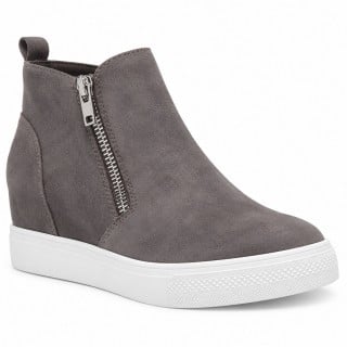 Chamaripa womens high top custom wedge sneakers 7 CM / 2.76 Inches-gray