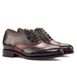Men's Height Increasing Formal Shoes - Bronze Leather Wingtip Brogue Oxford 7CM / 2.76 Inches