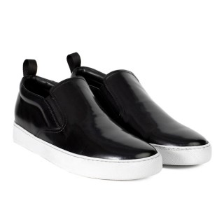 Height Increasing Shoes For Men - Handmade Black Leather Slip-On Sneakers 7CM / 2.76 Inches