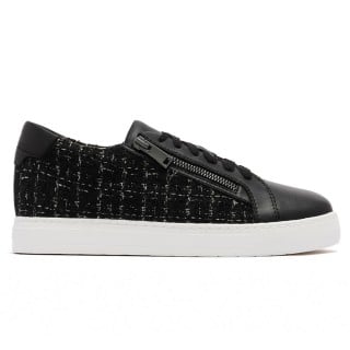 Elevator Sneakers for Women | Black Soft Black Tweed Sneakers 6 CM / 2.36 Inches