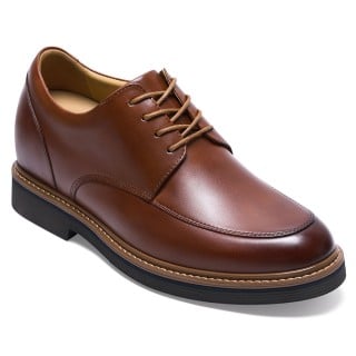 Height Boosting Shoes For Men | Brown Leather Business Casual Derby Shoes 8 CM / 3.15 Inches