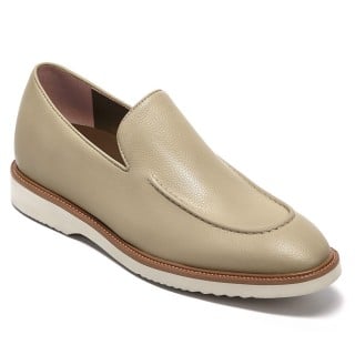Apricot Vegan Loafers For Men - Vegan Invisible Height Increase Shoes 5 CM / 1.95 Inches
