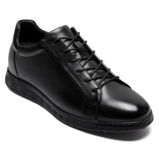 Elevator Shoes for Men | Black Leather Casual Height Increasing Shoes 6CM / 2.36 Inches