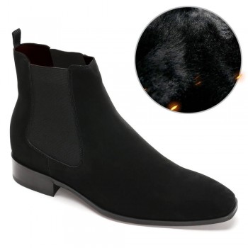 CHAMARIPA men's elevator shoes tall men shoes black suede boots 7CM / 2.76Inches