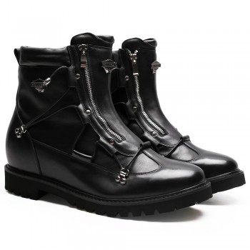 Chamaripa Height Increase Casual Outdoor Boots Black Men Boots With Hidden Heel 9 CM / 3.54 Inches