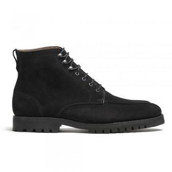 Height Boosting Shoes for Men - Black Suede Lace-up Elevator Boots For Men 7CM / 2.76 Inches