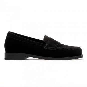 Men's Height Increasing Formal Shoes | Black Suede Elevator Penny Loafer 5CM / 1.95 Inches