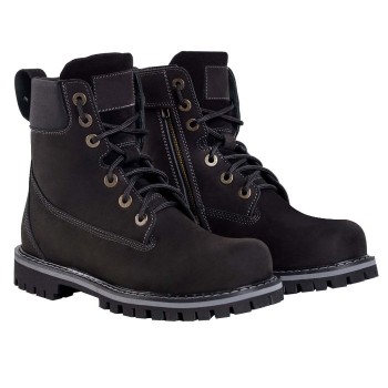 hidden high heel motorcycle shoes for men - Handcrafted premium black outdoor men's motorcycle boots 7cm / 2.76 Inches