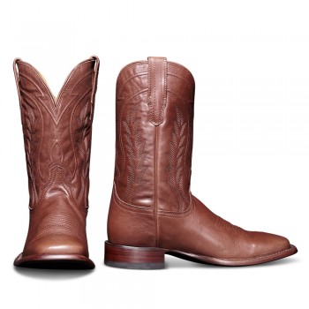 Men's Elevator Cowboy Boots | Hazelnut Leather Western Boots 7CM / 2.76 Inches