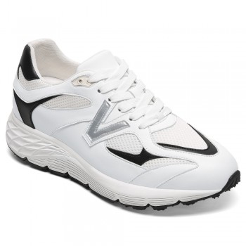 Men's Elevator Sneakers - White Mesh Sneakers That Make You Taller 8CM / 3.15 Inches