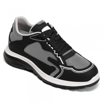 Men's Elevator Shoes - Grey Cloth Casual Sports Shoes 7CM / 2.76 Inches