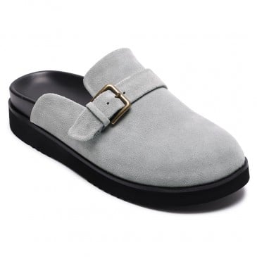 Height Increasing Slippers for Men | Grey Suede Slip-On Mules 5CM / 1.95 Inches
