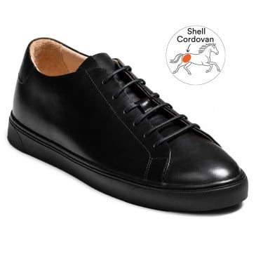 Height Increasing Sneakers Men | Black Shell Cordovan Casual Sneakers 6 CM / 2.36 Inches