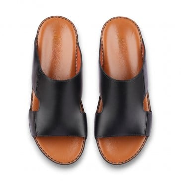 Minimalist Black Leather Arabic Sandal for Men 4 CM / 1.57 Inches
