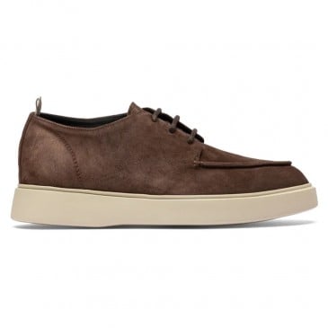 Men Taller Shoes | Brown Suede Derby Shoes 6 CM / 2.36 Inches