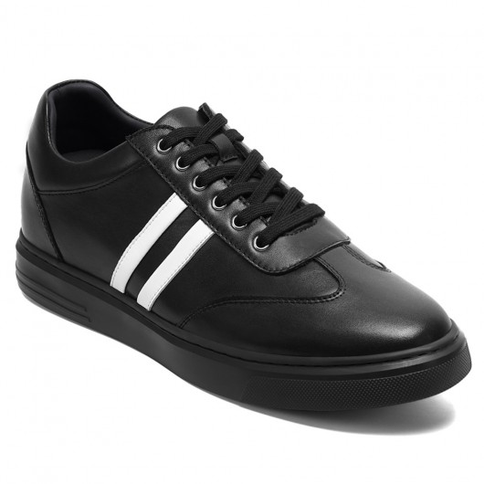 CMR CHAMARIPA Men's Invisible Height Increasing Shoes - Black Leather Casual Sports Shoes 6CM / 2.36 Inches