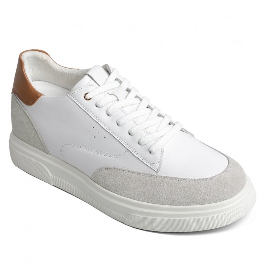 White Gray Casual Elevator Shoes