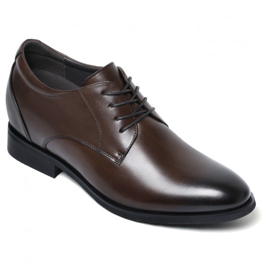 CMR CHAMARIPA Men's Shoes With Higher Heels | Brown Leather Dress Shoes That Make You Taller 7CM / 2.76 Inches