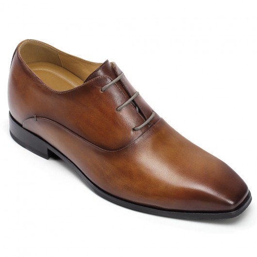 Height Increasing Shoes - Mens Elevator Dress Shoes - Brown Oxford Shoes 7  CM / 2.76 Inches