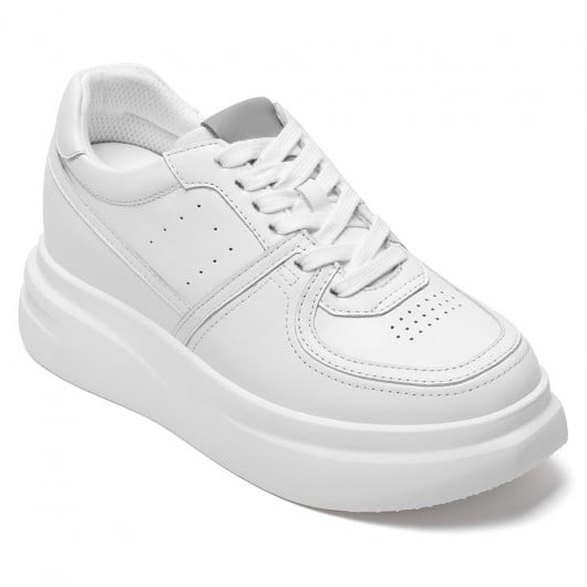 White Leather Chunky Trainers 8 CM / 3.15 Inches