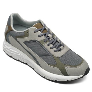 Höjdökande Sneakers - Hissskor För Män - Andas Grå Tyg Herrskor 7 CM