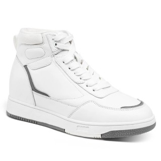 Höjdökande skor för damer - Hissskor Sneakers Dam - Vita High Top Sneakers 6 CM