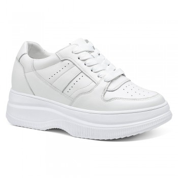 höjdhöjande skor för kvinnor - hissneakers för kvinnor - casual kvinnors vita wedge sneakers 8CM
