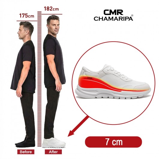 hohe schuhe herren | Atmungsaktive Mesh-Sneaker in Off-White 7 CM