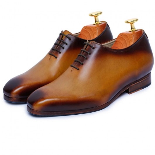 CHAMARIPA schuhe die größer machen - handgefertigter Oxford Hochzeitsschuhe für Herren Braun - 7CM größer