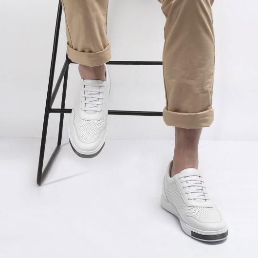 Chamaripa schuhe die grösser machen - schuhe mit erhöhung für männer - weiße Freizeitschuhe 6 CM Grösser