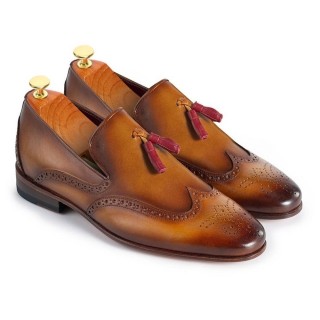 Hohe Absatzschuhe Für Männer - Braune Leder Quaste Loafer 6CM