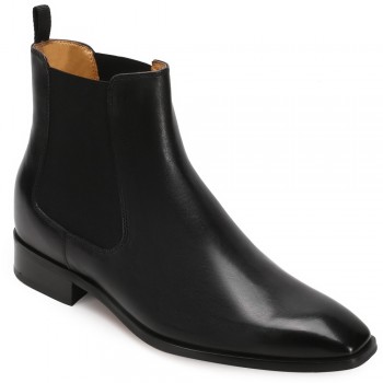 CHAMARIPA herrenschuhe die größer machen - schuhe mit erhöhung - schwarz Leder Chelsea Stiefel 7 CM größer