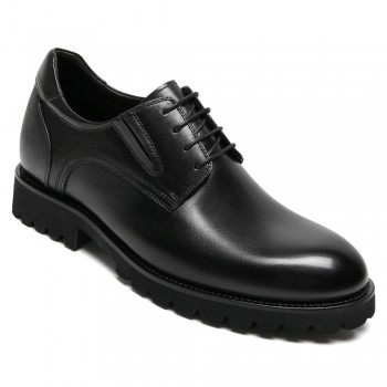 Schuhe Mit Absatz Herren - Schwarze Derby-Schuhe Aus Leder 8CM