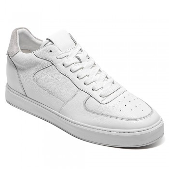 Schuhe Mit Erhöhung Für Männer - Weiße Leder schuhe für männer mit absatz 6CM