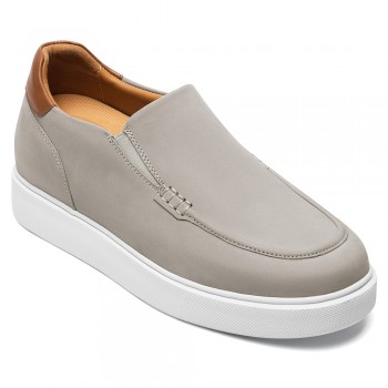 Schuhe Die Grösser Machen Herren | Graue Slip-on Loafer aus Nubukleder 7 CM