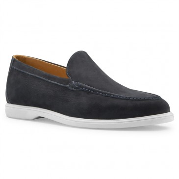 Erhöhungsschuhe für Herren | Dunkelblauer Nubuk-Loafer 5 CM