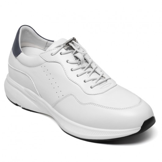 Herrenschuhe Mit Hohem Absatz | Weiße Freizeit-Sneakers Aus Leder 7CM