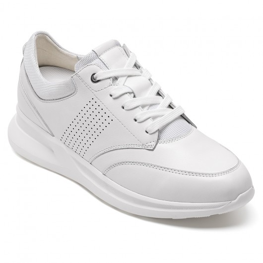  Weiße Leder Freizeitsneaker 7CM