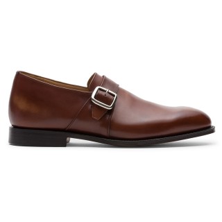 erkekler için boy uzatan ayakkabılar | Kahverengi Deri Monk Strap Ayakkabı 5 CM