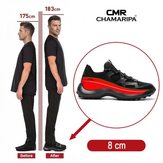 Nam Giày Thể Thao Tăng Chiều Cao | Giày Sneaker Techwear Chunky Vải Lưới Đen 8 CM