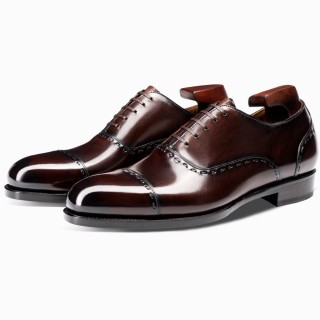 Giày Cao Gót Nam 6CM | Giày Oxford Da Bò Màu Cà Phê Goodyear Welted