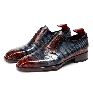 Giày formal độn đế nam 6CM | Giày Oxford da cá sấu Mỹ eo fiddleback