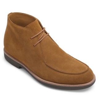 Giày bốt Chukka - giày bốt tăng chiều cao nam da lộn màu nâu thủ công 7 CM