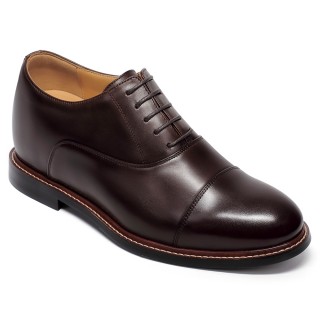 Giày Cao Gót Nam - Giày Oxford Cổ Điển Bằng Da Màu Cà Phê 8CM