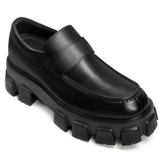 Giày Slip-On Tăng Chiều Cao Cho Nam - Giày Công Sở Nam Da Bê Đen Giúp Bạn Cao Hơn 7 CM