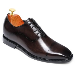 Giày cao cổ giúp bạn cao hơn - oxfords da trơn vẽ tay - màu đỏ tía - cao hơn 6CM