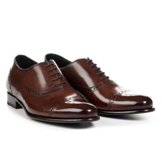 Giày Công Sở Nam - Giày Oxford Da Nâu - Giày Tăng Chiều Cao 7 CM 