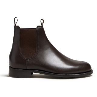 Giày tăng chiều cao nam - Giày boots Chelsea da nâu đậm thủ công 7CM