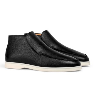 Giày casual độn đế - Giày loafer city da đen 7CM